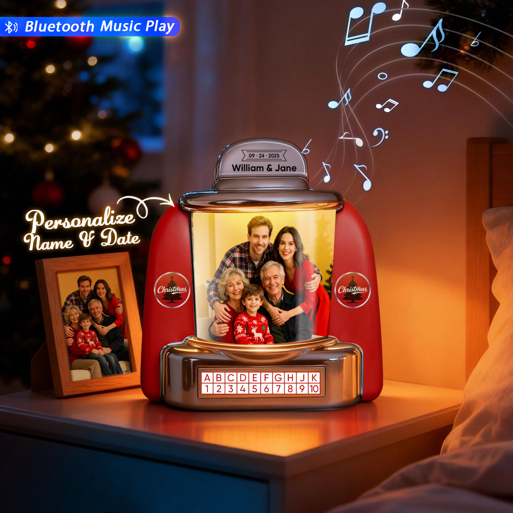 Custom Mini Jukebox Retro Speaker – Personalized Photo,Names & Date Music Mini Player with Bluetooth Music Radio | Vintage Tabletop Home Decor Nostalgic Gift - MyMoonLampAu