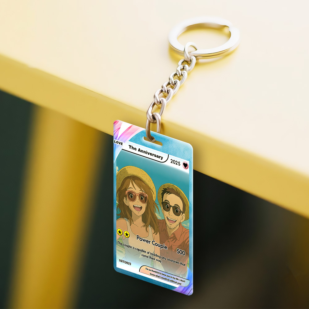 Custom Cartoon  Style Wedding Keychain Perfect Gift Personalized Cartoon Gift with Photo & Text Acrylic Keychain Gift - MyMoonLampAu