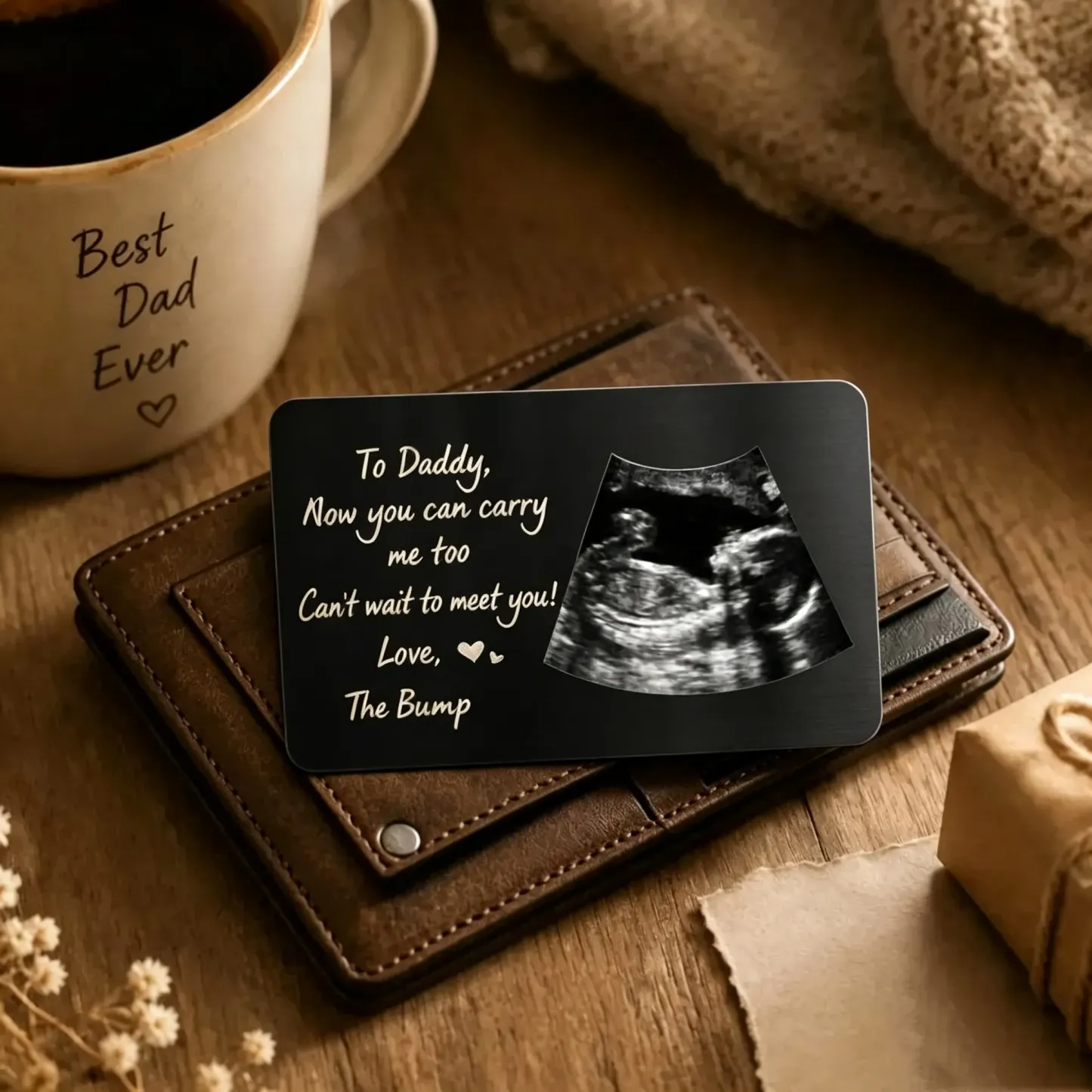 Custom Photo To Daddy Now You Can Carry Me Too Personalized Wallet Card - MyMoonLampAu