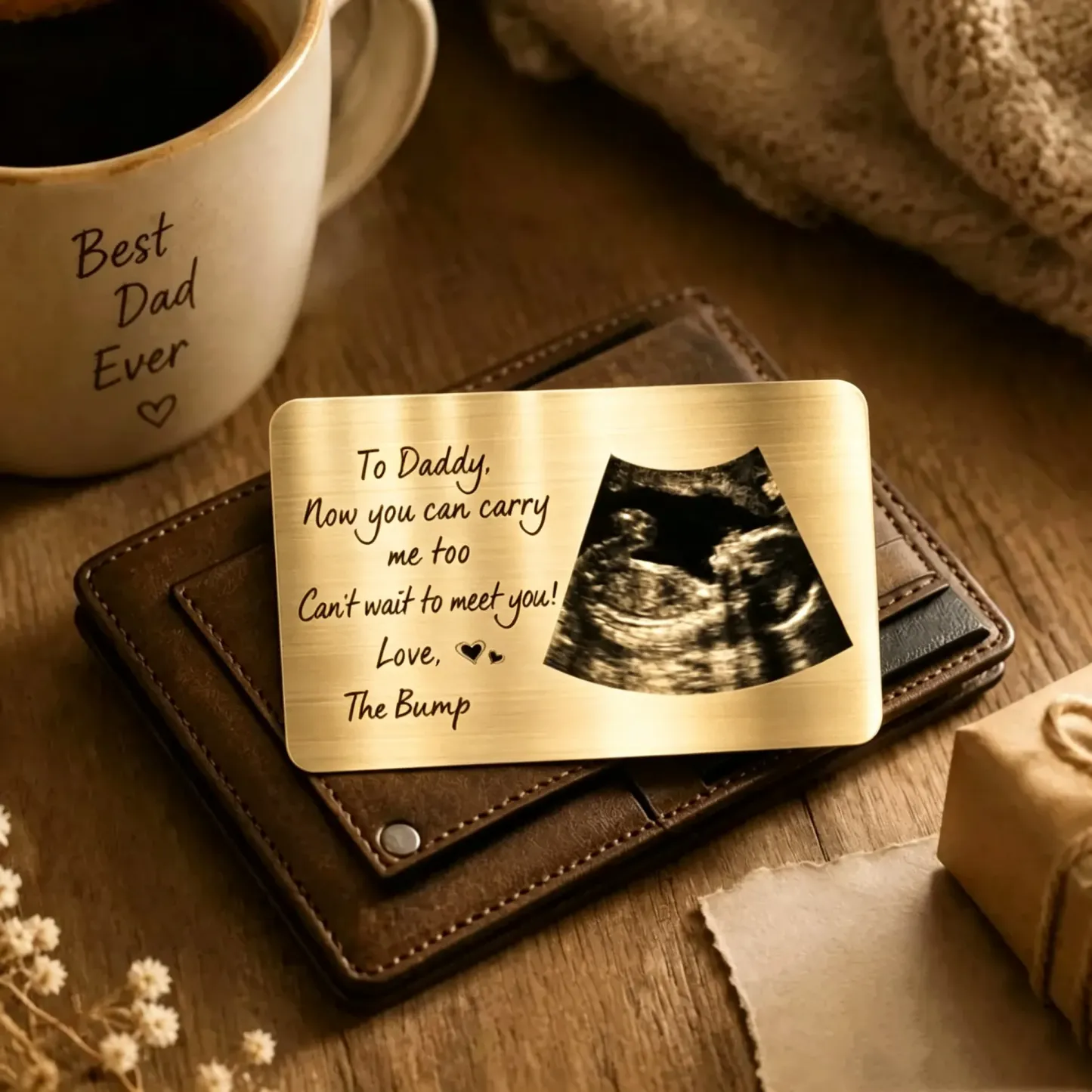 Custom Photo To Daddy Now You Can Carry Me Too Personalized Wallet Card - MyMoonLampAu