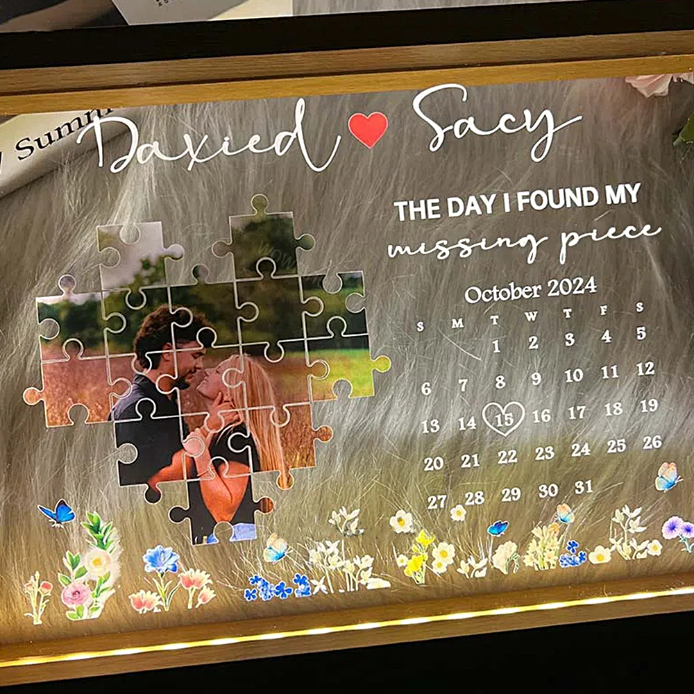 The Day I Found My Missing Piece Light Frame Personalized Gift - MyMoonLampAu