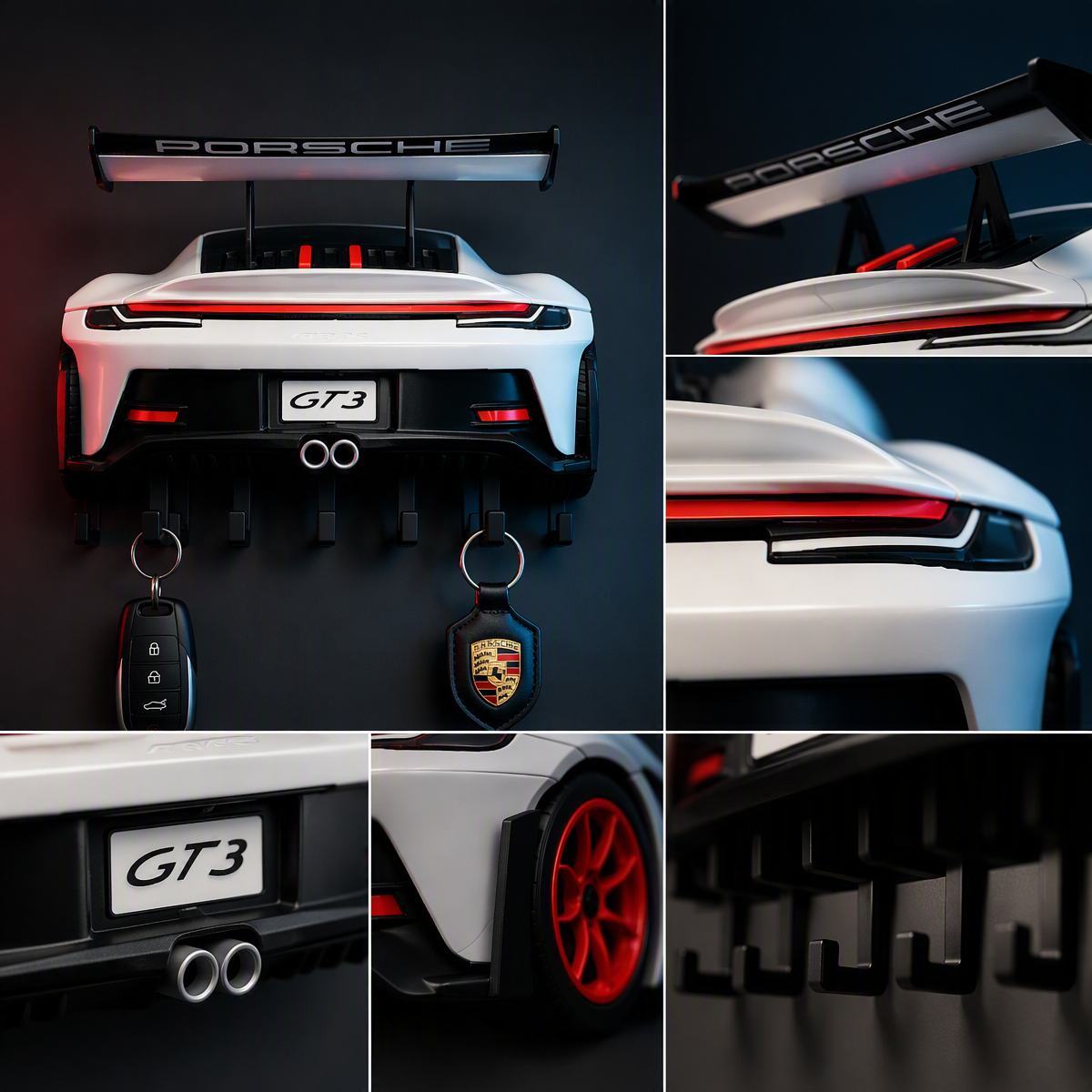 Racing Style Rear Wing Key Holder – Premium Sports Car Themed Gift for Men, Holiday Decor & Entryway Key Organizer - MyMoonLampAu