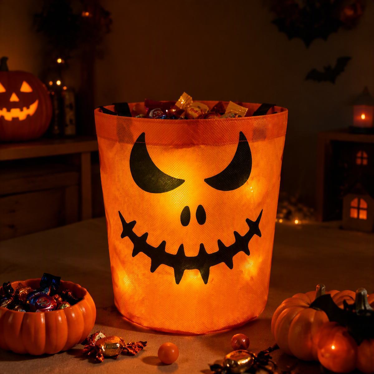 Custom LED Light Bucket Bag - Personalized Halloween Birthday Gifts For Kids - Little Boo Energy Glow Treat Bag for Kids & Trick-or-Treating - MyMoonLampAu