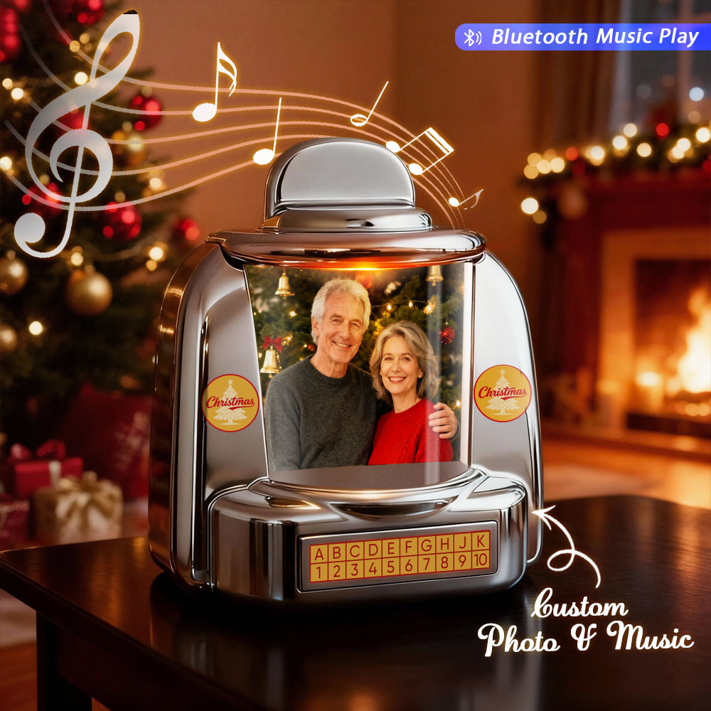 Custom Mini Jukebox Retro Speaker – Personalized Photo,Names & Date Music Mini Player with Bluetooth Music Radio | Vintage Tabletop Home Decor Nostalgic Gift - MyMoonLampAu