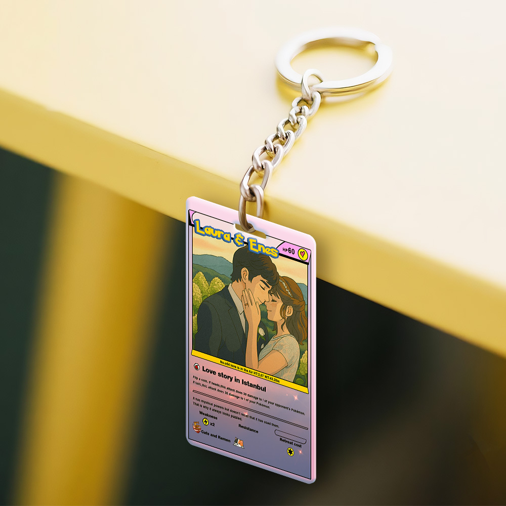 Custom Cartoon  Style Wedding Keychain Perfect Gift Personalized Cartoon Gift with Photo & Text Acrylic Keychain Gift - MyMoonLampAu