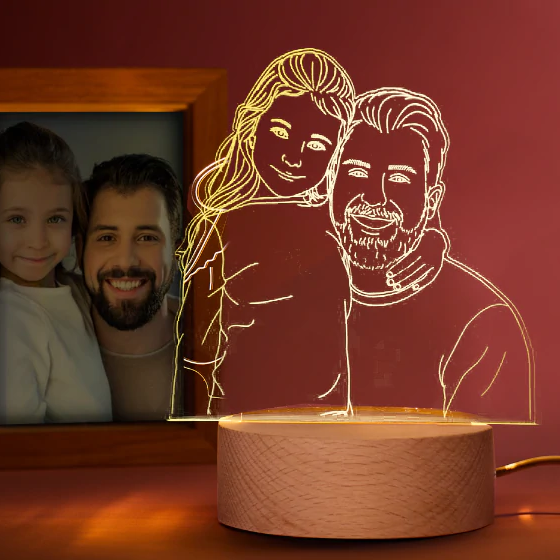 Gifts for Him Photo Lamp LED light Engraved Portrait Night Light