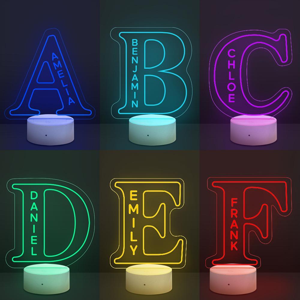 Plastic Acrylic LED Lamp LED Night Light 26 Letter Personalised Lamp Custom LED Engraved Lamp Birthday Gifts