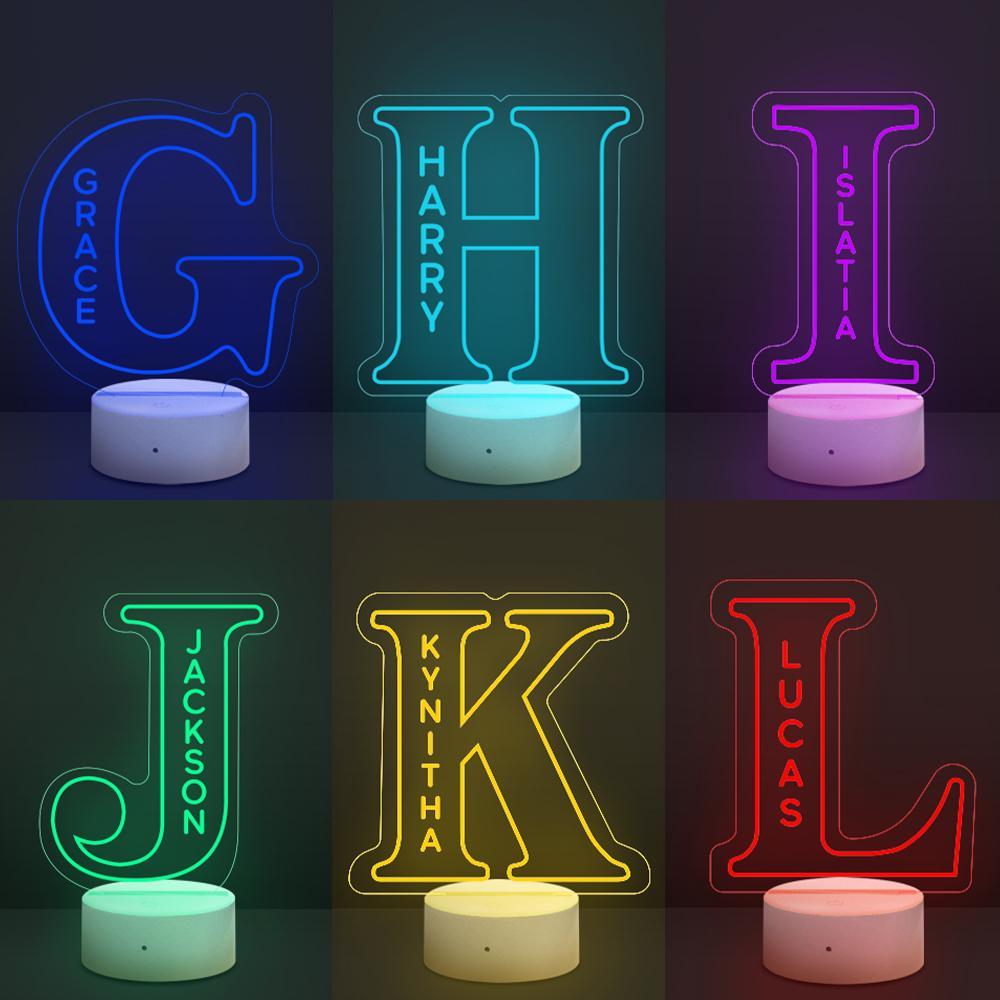 Personalised LED Night Light 26 Letter Lamps Bedroom Home Decoration Custom LED Engraved Lamp