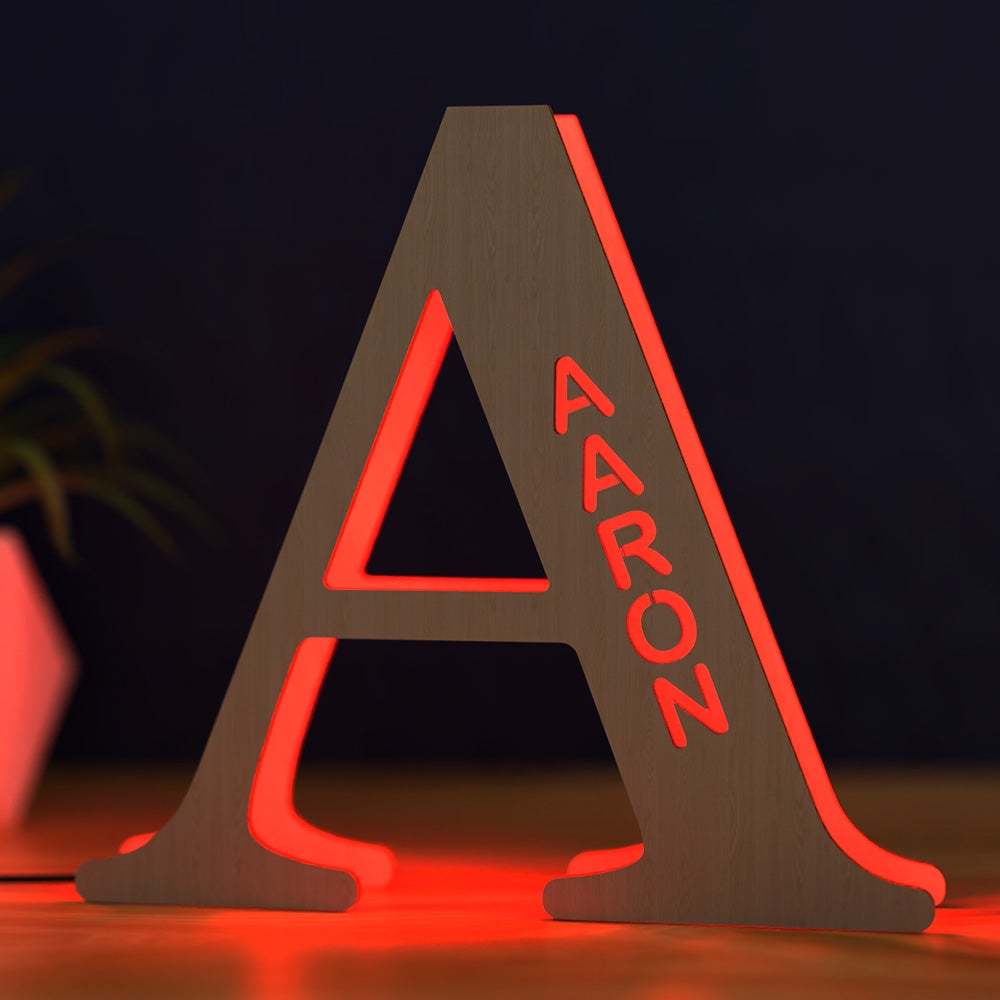 Custom Light Up Letter Name Sign Alphabet Wall Wooden Name Light Night Light