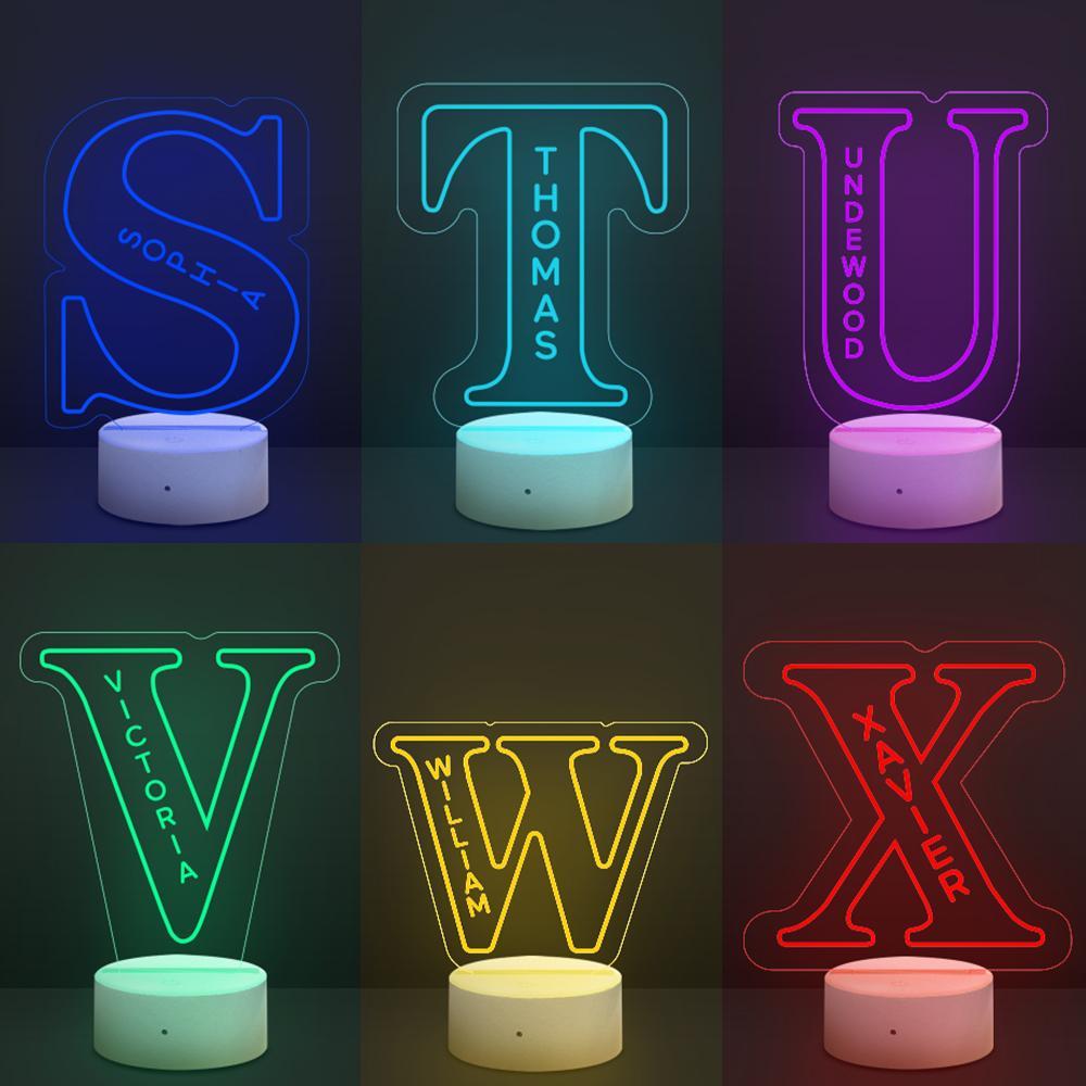 Personalised Alphabet Letter LED Light Night Lamp Birthday Gift Custom LED Engraved Lamp