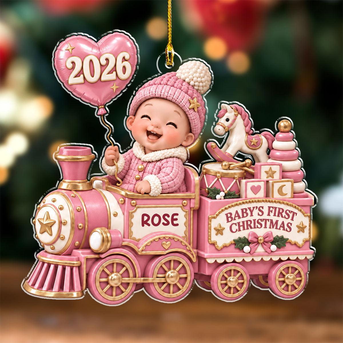 Personalized Baby First Christmas Ornament - Train Design for New Parents, Holiday Gift 2026 - MyMoonLampAu