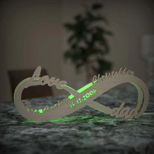 Custom Lamp Name Sign Engraved Wood Nightlight Personalised Name Light Infinity