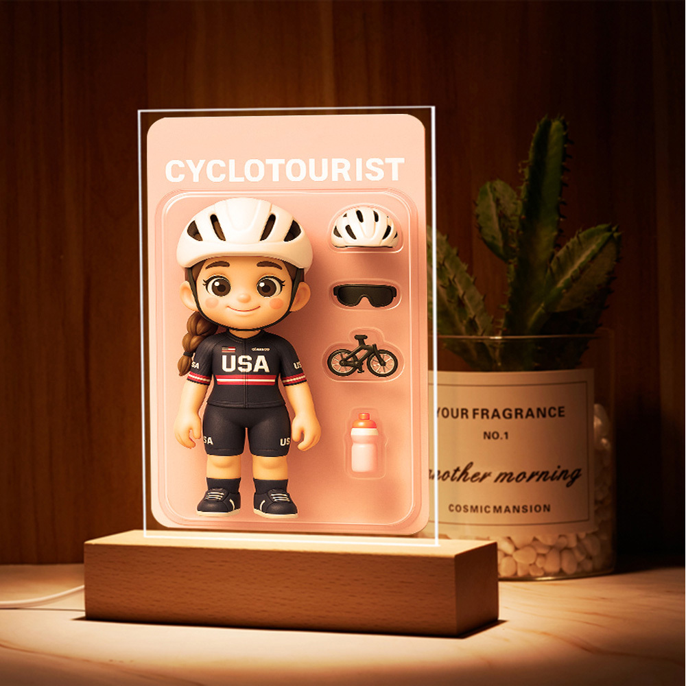 Father's Day Gift Fully Body Custom 3D Effect Action Figure Pack Packaging Toy Box Style Art Gift Personalized 2D Printing Acrylic Night Light Gift for Dad