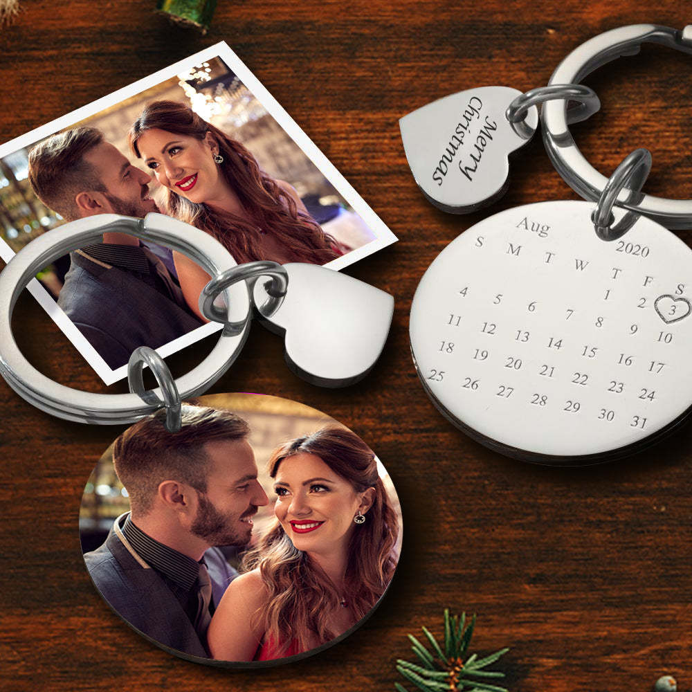 Custom Photo Engraved Calendar Keyring -For Mom