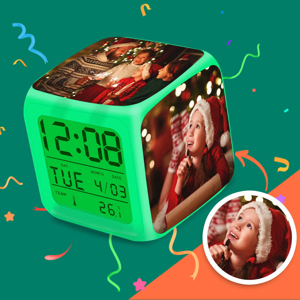 Personalized Photo Alarm Clock Gifts Home Decoration Multi Photo Colorful Lights