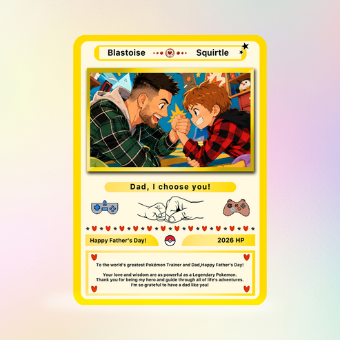 Happy Father’s Day Personalized  Card - Anime Inspired Personalized Pokémon Card for Trainer Dad  Customizable Gift from Supporter, Wife, Son & Daughter - MyMoonLampAu