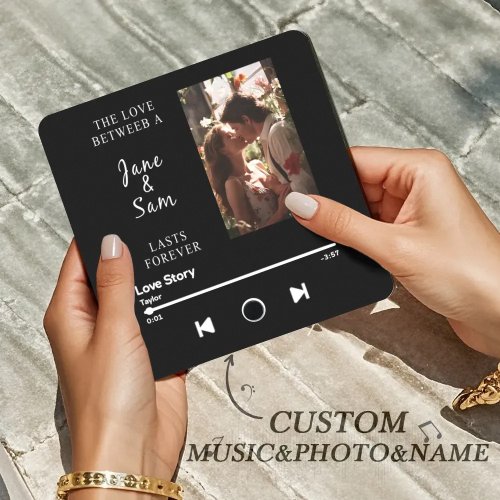 Engraving Text Music Fridge Magnet Personalized Photo Fridge Magnet Can Play Songs Gifts for Her 3.0 Version with Frame - MyMoonLampAu