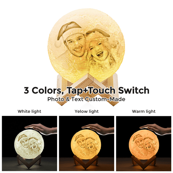 Personalised Lamps Australia Custom Creative 3D Print and Engraved Mother and Baby Photo Moon Lamp - Touch Two Colors