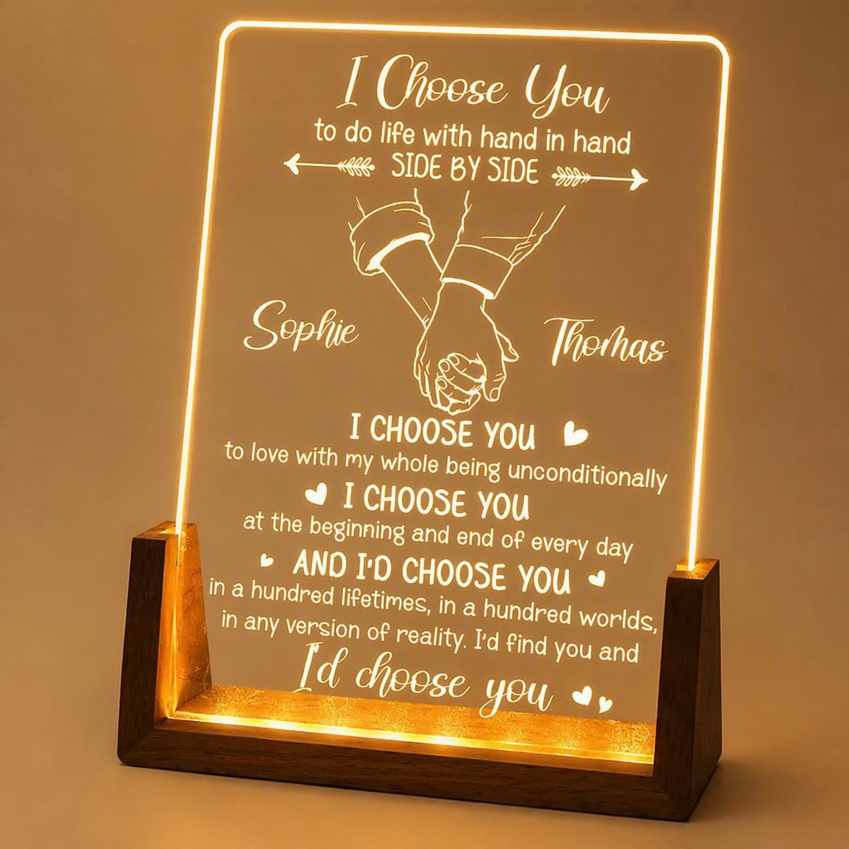 I Choose You Personalized Night Light, Custom Photo Acrylic LED Lamp, Romantic Couple Gift for Anniversary, Birthday & Valentine's Day - MyMoonLampAu