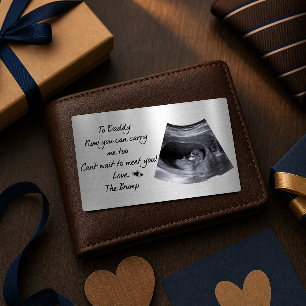 Personalized Daddy Wallet Card with Photo "Now You Can Carry Me Too" Metal Wallet Insert Father's Day Gift - MyMoonLampAu