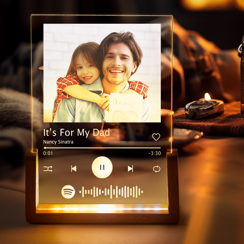 Personalized Photo Acrylic Song Plaque Gift for Father Custom Spotify Plaque Night Light Lamp with Spotify Code