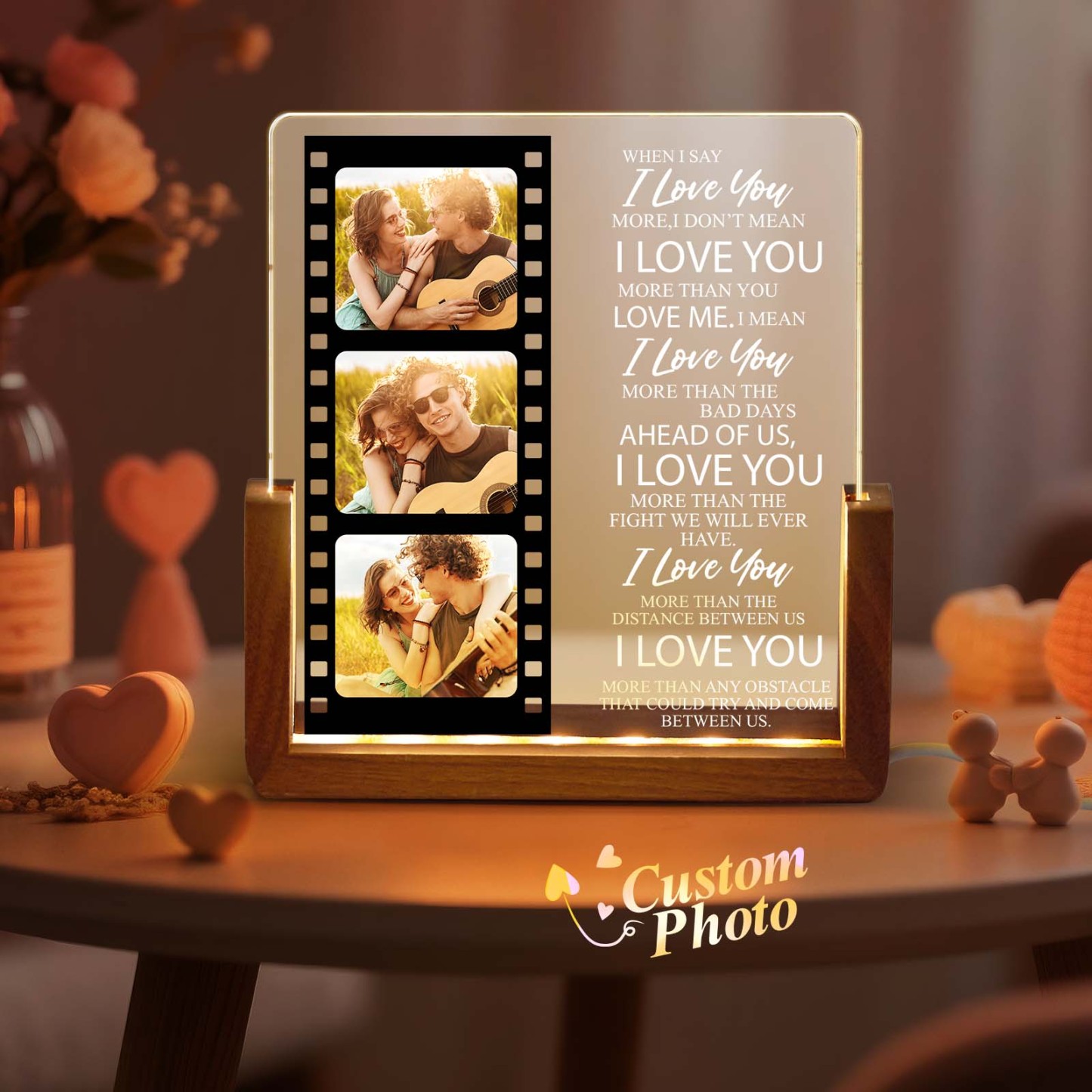 Valentine's Gifts Personalized Photos Style of Van Gogh Cutsom Text Acrylic Led Night Light Gift for Couple - MyMoonLampAu