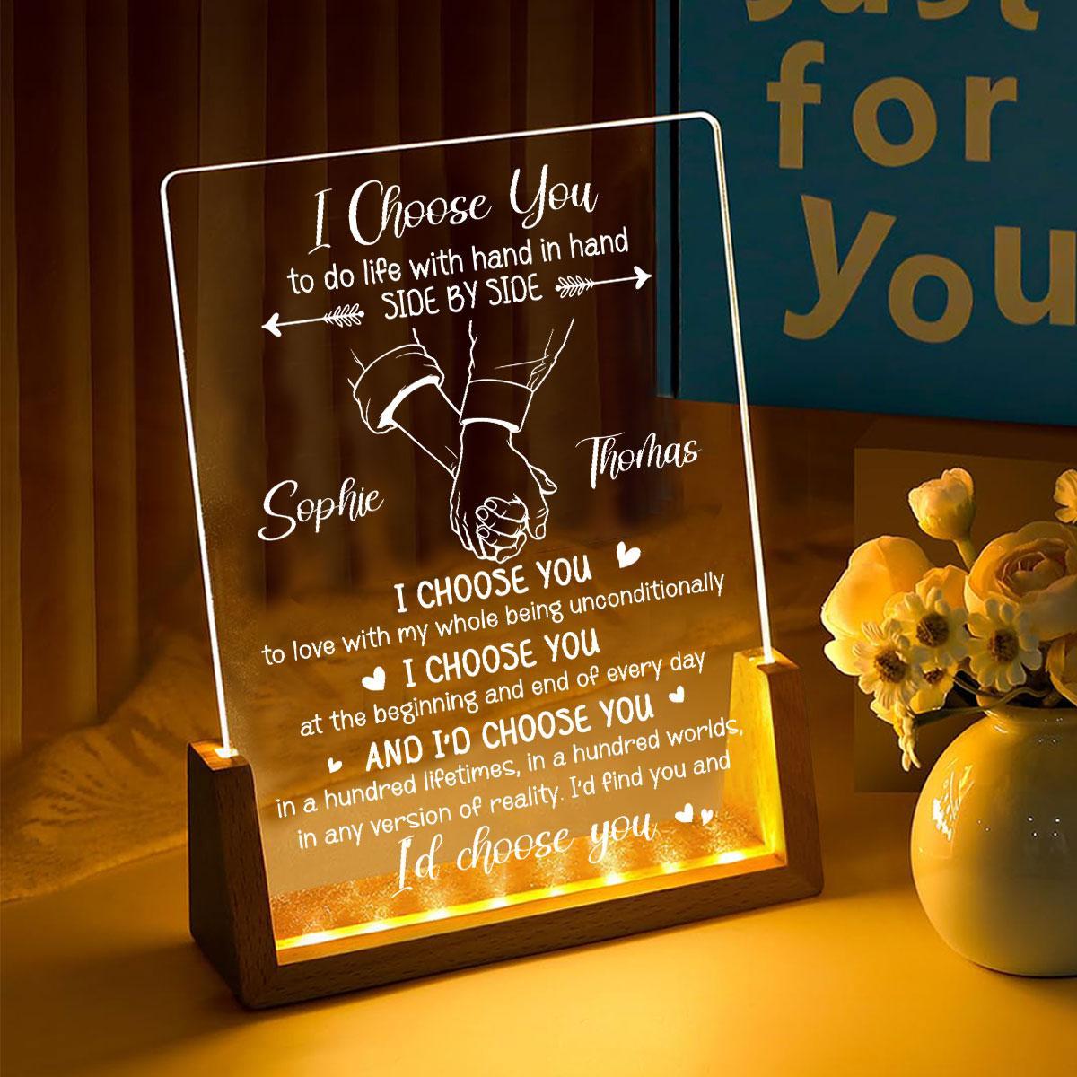 I Choose You Personalized Night Light, Custom Photo Acrylic LED Lamp, Romantic Couple Gift for Anniversary, Birthday & Valentine's Day - MyMoonLampAu