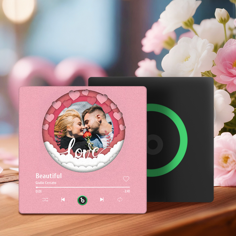 Valentine's Day Custom Photos Heart Glitter Love Music Fridge Magnet Personalized Music Magnet Gift for Her - MyMoonLampAu