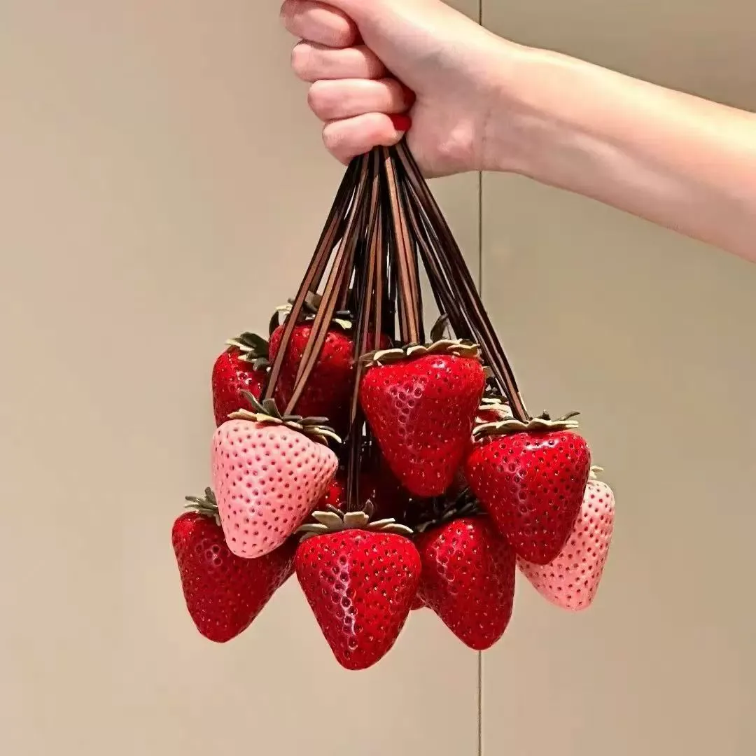 3D Strawberry Keychain Bag charm Personalized Strawberry Accessory Keychain - MyMoonLampAu