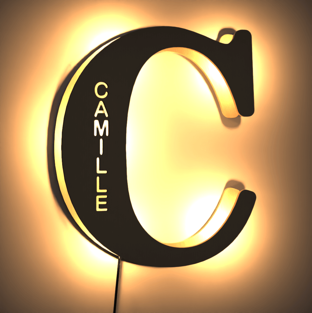 Custom Wooden Up Letter Lamp Name Sign Light Living Room Wall Decor Night Light Gifts for Her