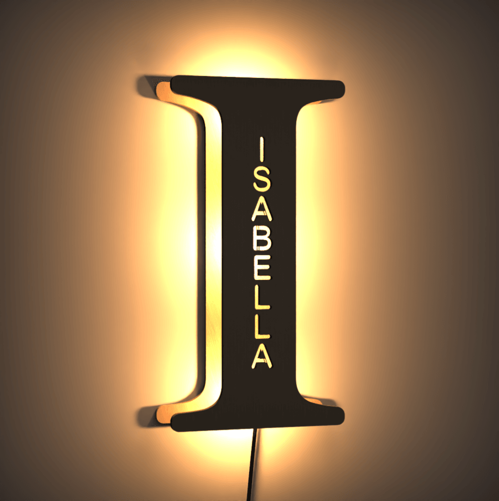 Letter F Wooden Custom Name Sign Lamp Billboard Lamp Night Light