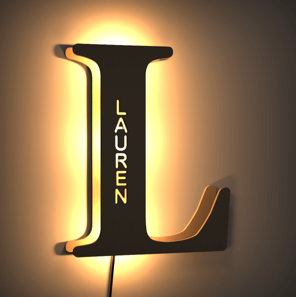 Custom Wooden Up Letter Lamp Name Sign Light Living Room Wall Decor Night Light Gifts for Her