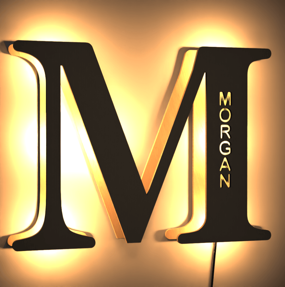 Personalized Wooden Up Letter I Name Sign Lamp Billboard Lamp Night Light