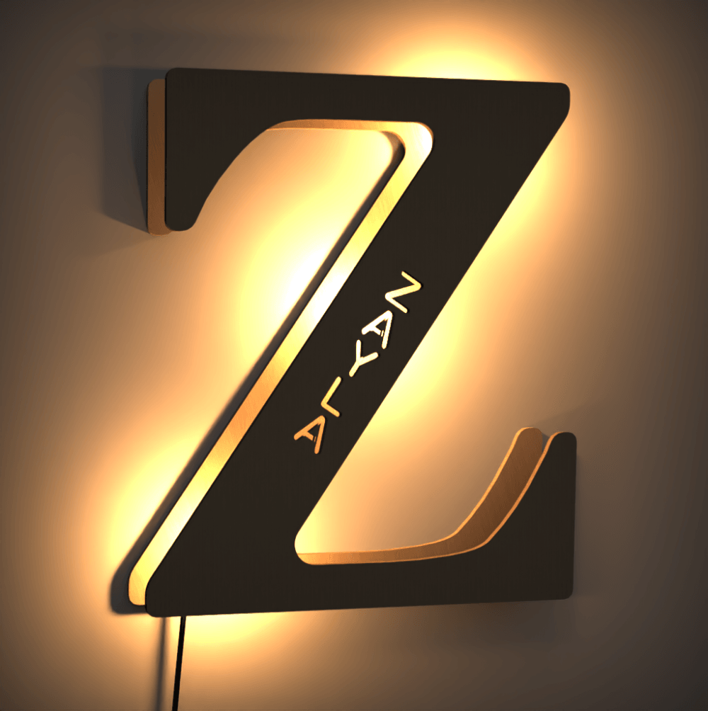 Custom Up Letter Z Wall Light Name Sign Bedroom Decor Light Corridor Light Night Lamp