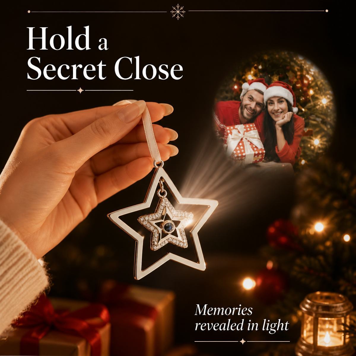 Custom Projection Photo Star Decoration, Christmas Tree Star Ornament, Christmas Photo Ornament, Baby's First Christmas Decoration for Gift Giving - MyMoonLampAu