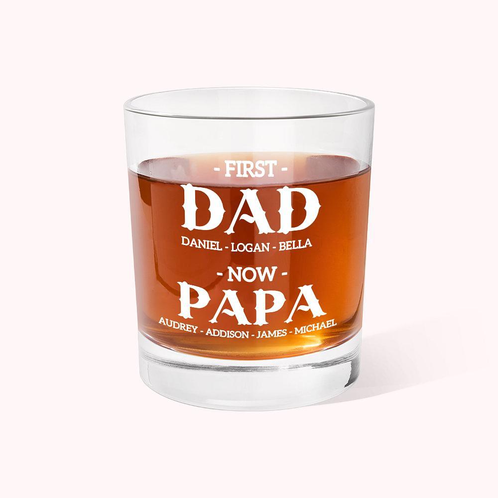 Personalized First Dad Now Grandpa 10oz Whiskey Glass with Names Fathe