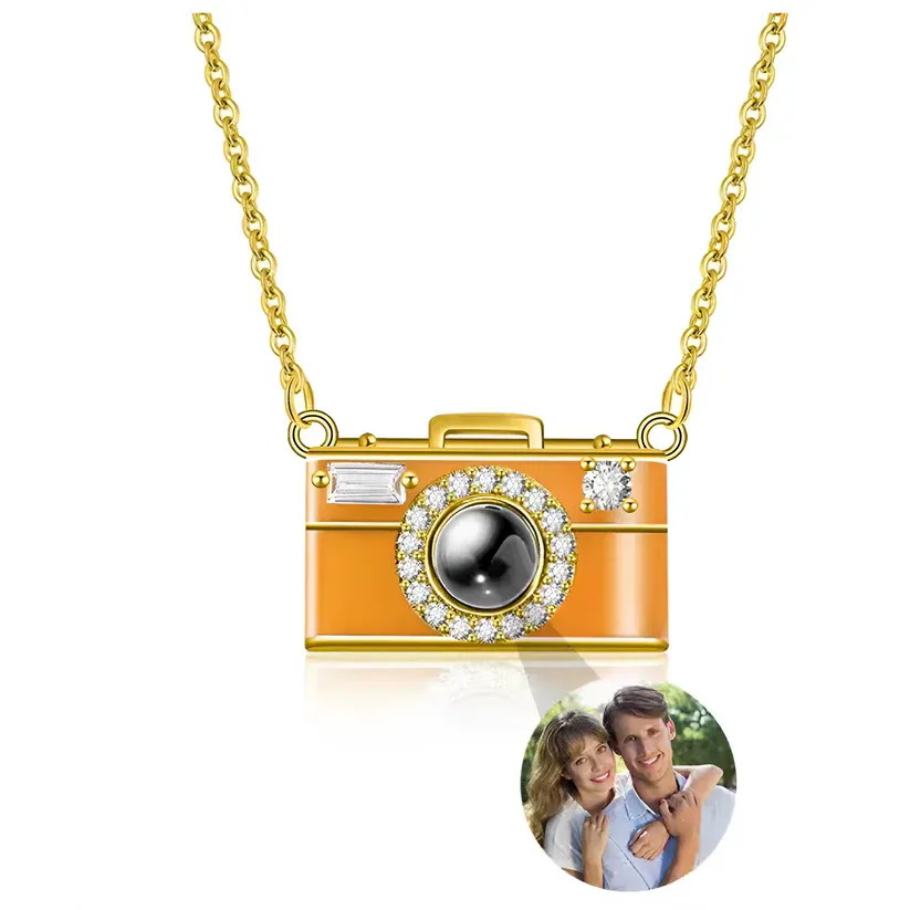 Personalized Photo Necklace Projection Gem Camera Necklace Anniversary Gifts for Her - MyMoonLampAu
