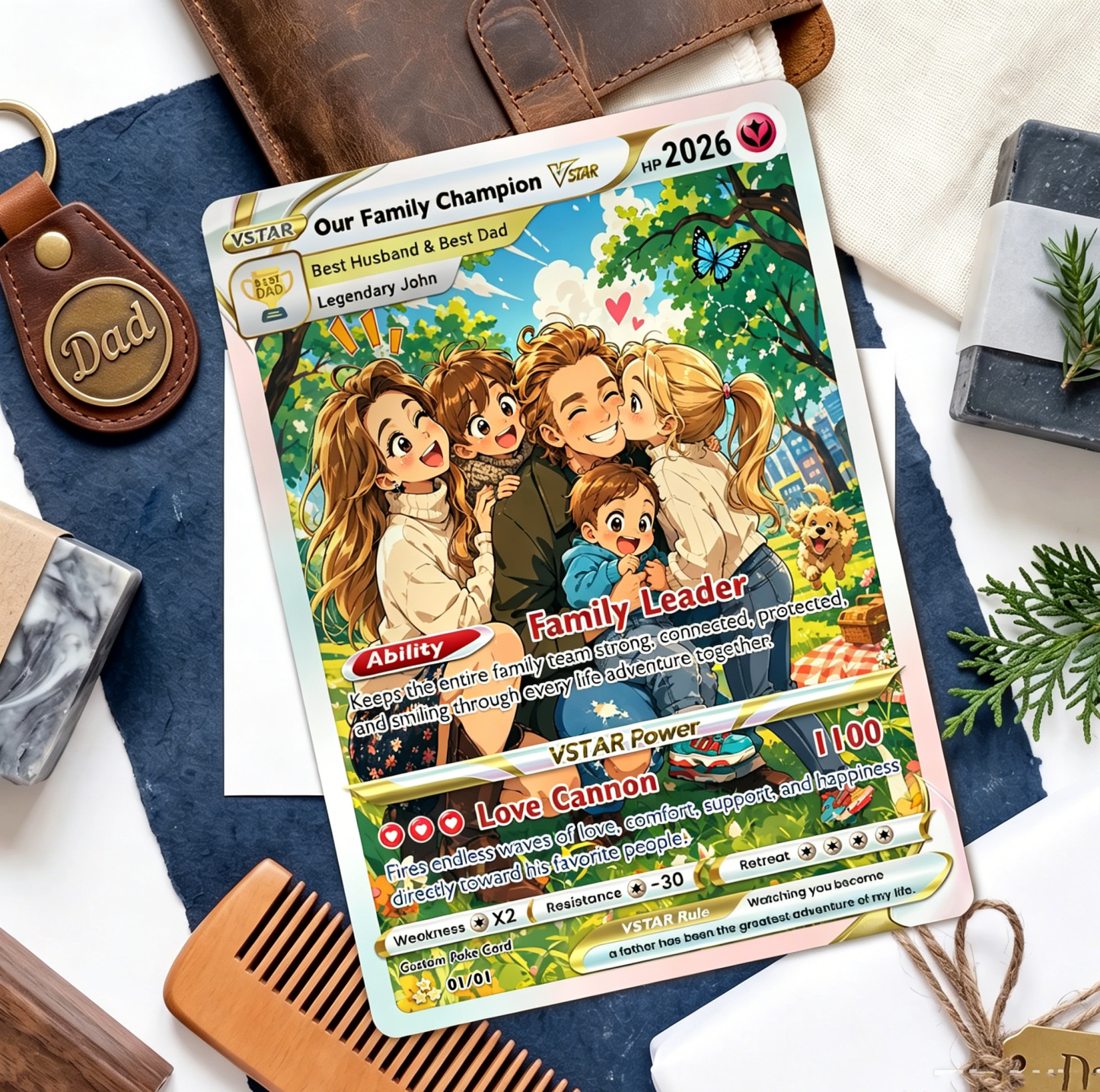 Custom Trainer Card - Trendy Comic Anime Style Personalized n Card for Dad - Perfect Gift from Wife & Kids Happy Father's Day - MyMoonLampAu