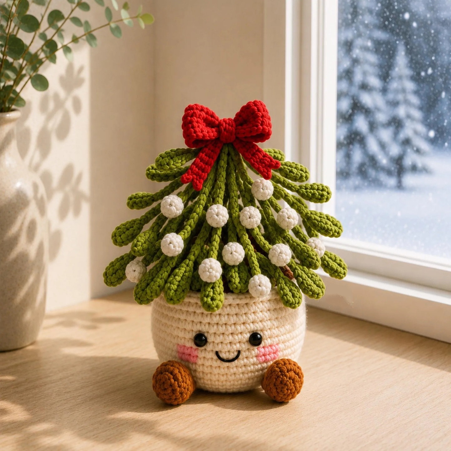 Handmade Crochet Christmas Potted Plant Decor – Festive Desk Ornament Gift for Home, Office & Holiday Parties - MyMoonLampAu