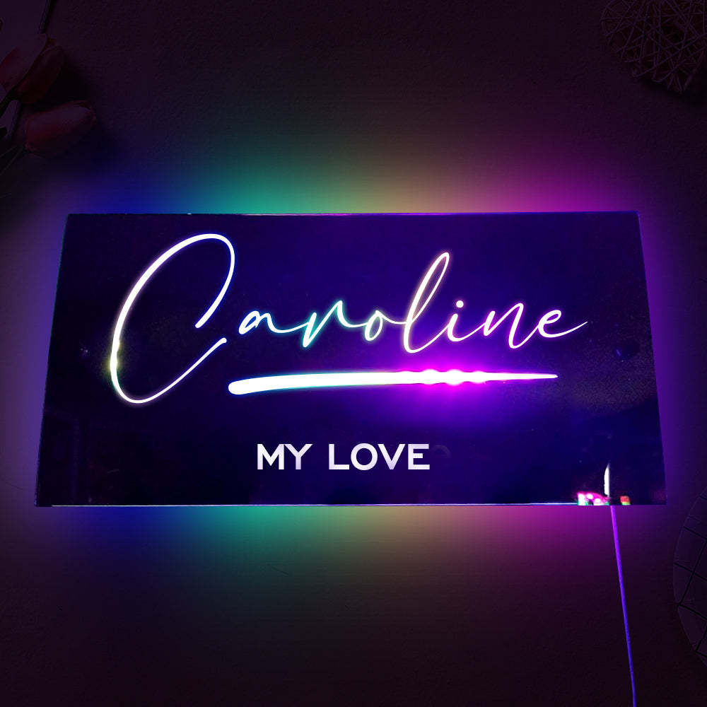 Custom Name Mirror Sign Personalised LED illuminated Light-Up Bedroom Sign Unique Valentine's Gifts - mymoonlampau