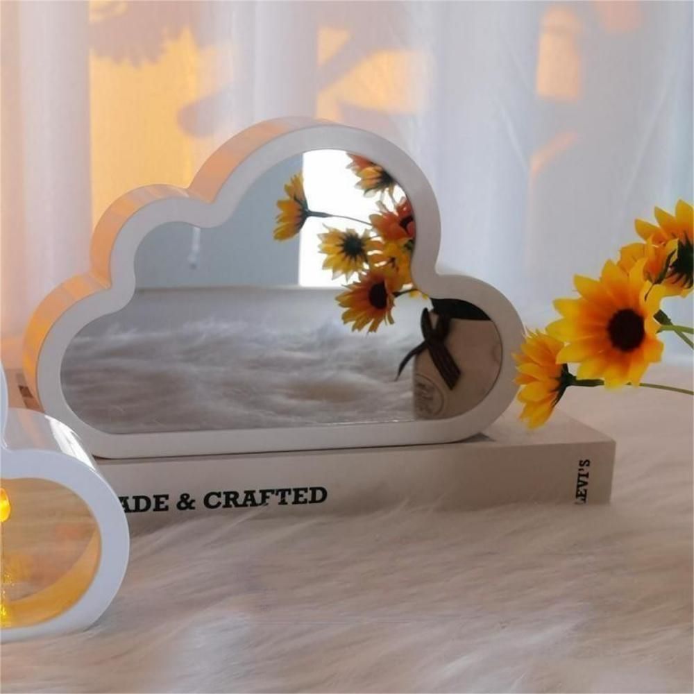 DIY Cloud Tulip Mirror Night Light Simulation Flower Bedroom Sleeping Table Lamp - mymoonlampau