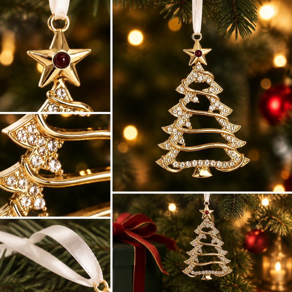 Personalized Photo Christmas Tree Ornament for Memorial Gift, Family Keepsake Decoration with Crystal Accents - MyMoonLampAu