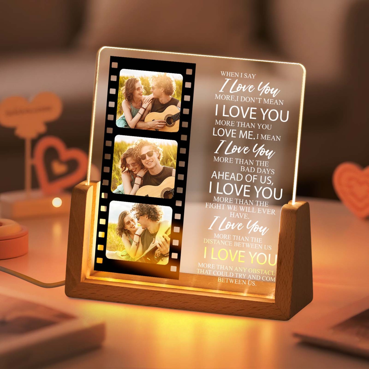 Valentine's Gifts Personalized Photos Style of Van Gogh Cutsom Text Acrylic Led Night Light Gift for Couple - MyMoonLampAu