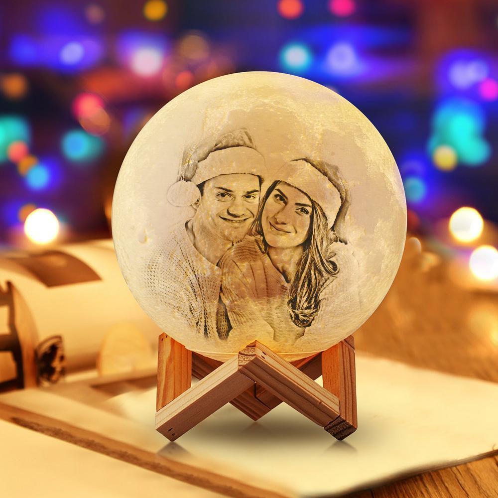 Custom Photo Moon Lamp Mother and Baby Engraved