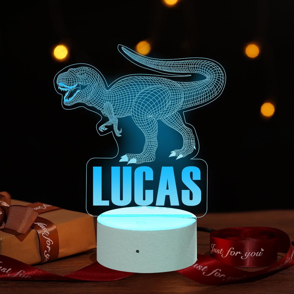 Triceratops Dinosaur Custom Name LED Night Lamp for Kids 7 Colors Optical Illusion Lamp