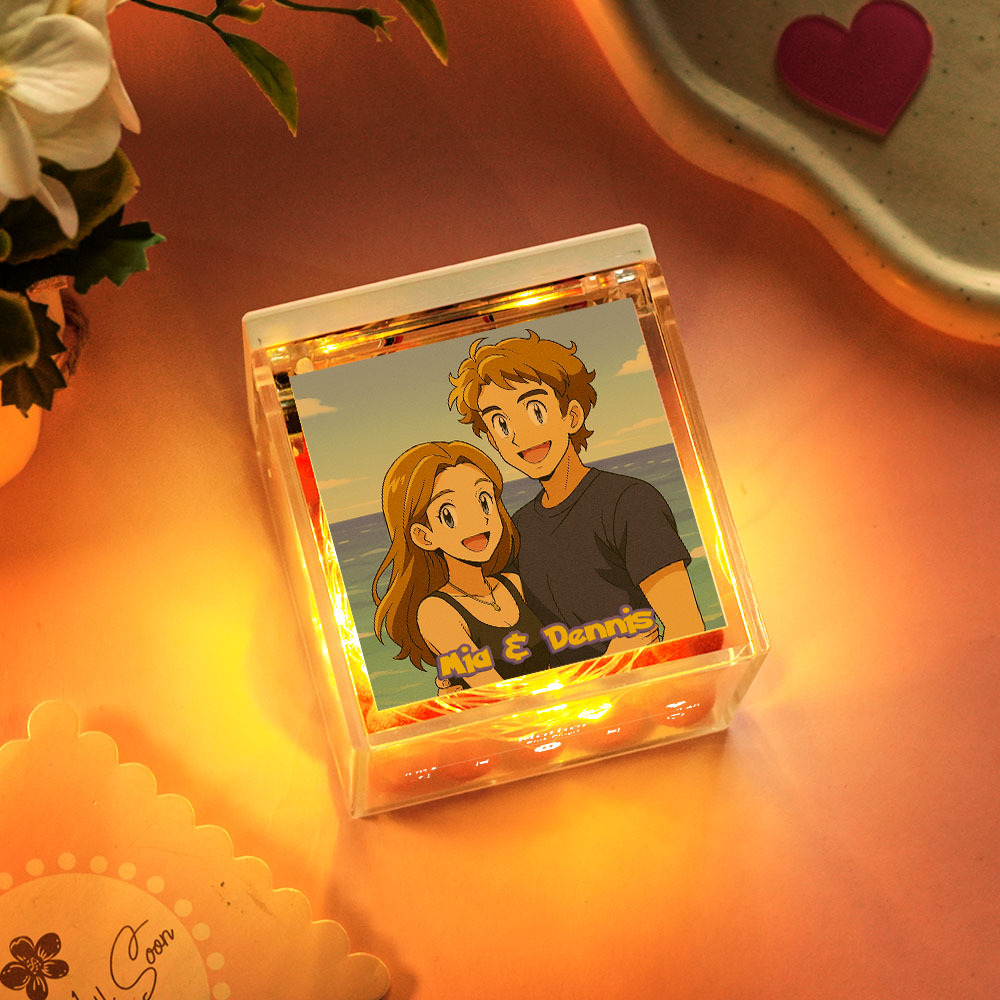 Custom Anime Mini Vinyl Record Player Photo Automatic Music Player Personalized Gifr For Boyfriend - MyMoonLampAu