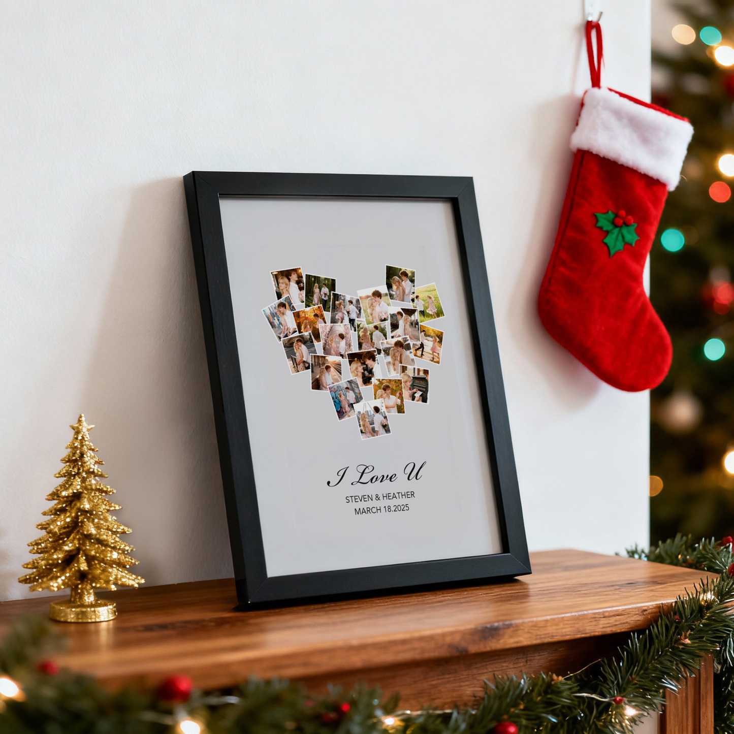 Christmas Gift Custom Photo Frame Valentine's Gift Personalized 20 Photos and Names Frame Anniversary Gift - MyMoonLampAu