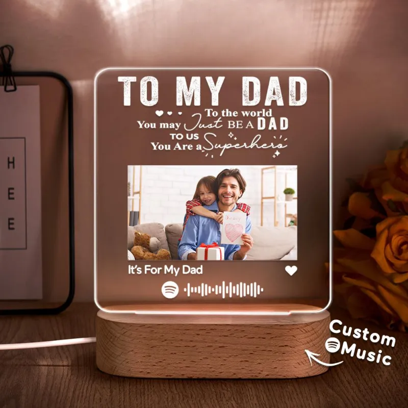 TO MY DAD - Custom Spotify  Plaque Photo Music Night Light 7 Color Lamp Gift for Dad