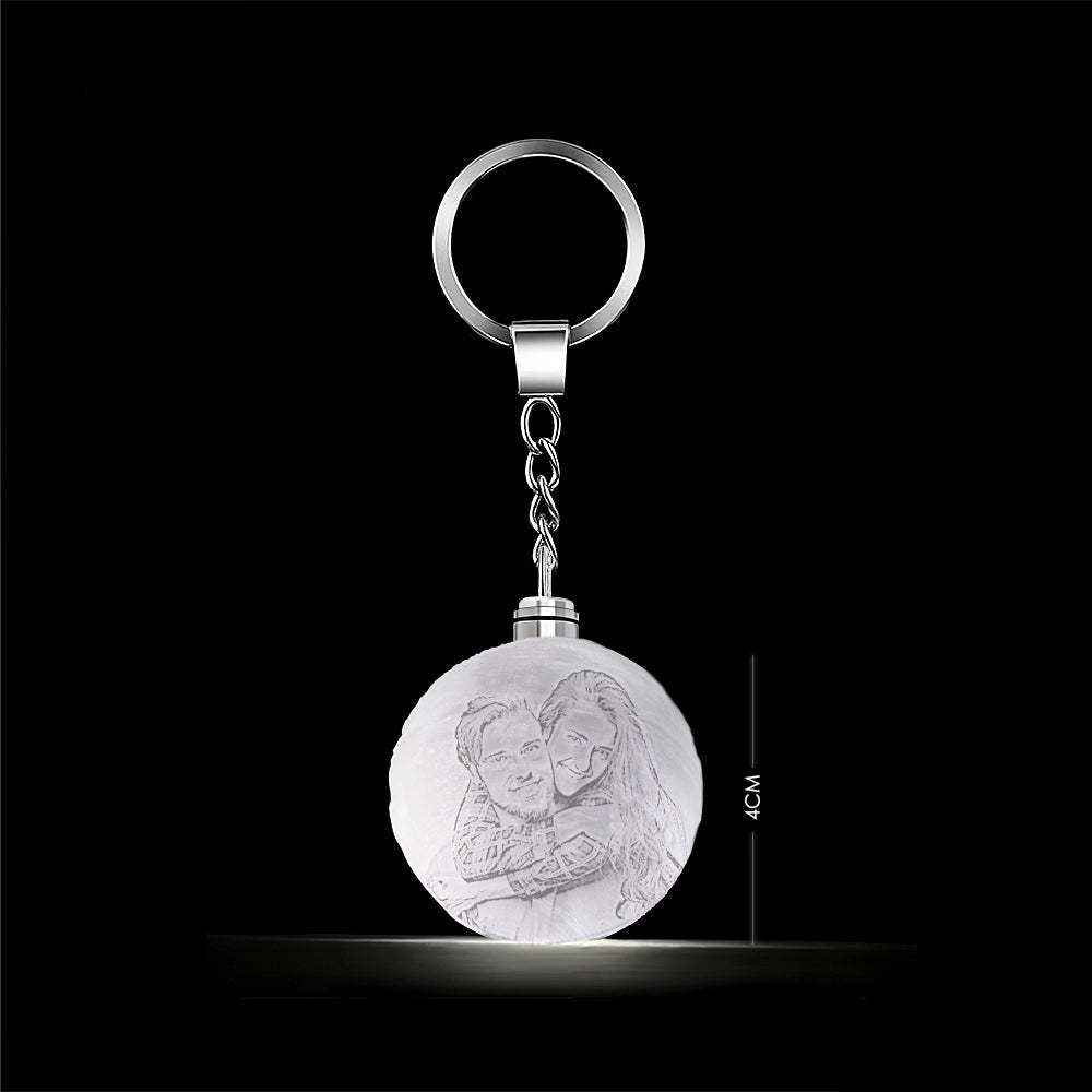 Custom Photo Keychain 3D Printed Moon Lamp Keyring Multicolor Gifts for Her