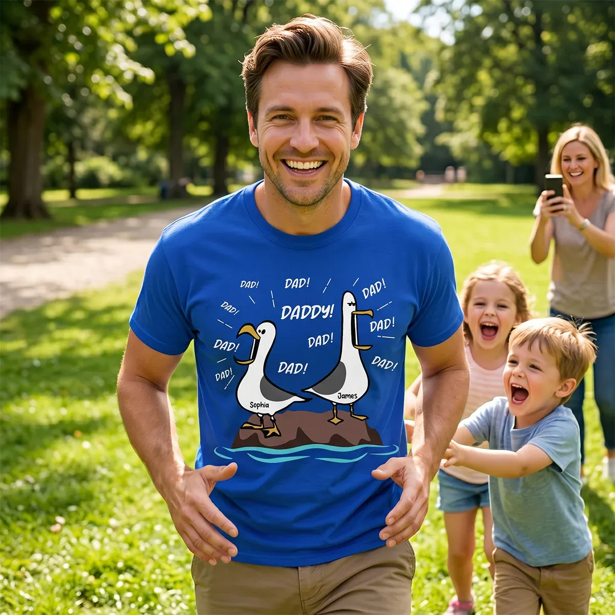 Seagull Dad! Dad! Dad! Custom Kid Name - Personalized Shirt - Funny Father's Day Gift For Dad, Husband - MyMoonLampAu
